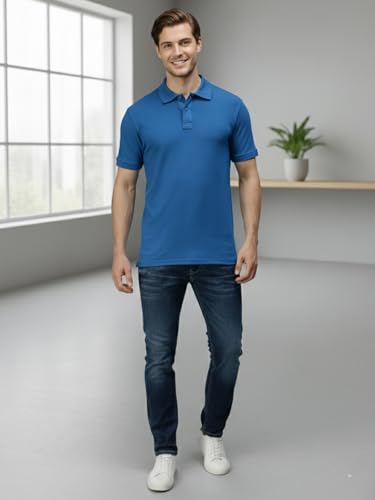 Image of Lux Cozi Men's Cotton Solid Polo Tshirt | Collar Tshirts | Half Sleeves | Stylish & Premium All Day Wear | Pack of 1