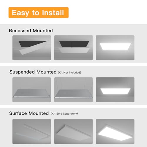 Image of 2x4 LED Flat Panel Light,Selectable 5CCT,0-10V Dimmable,9360LM,6Pack