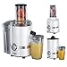Russell Hobbs Licuadora Ultimate 3 en 1 - 3 en 1 Licuadora, Exprimidor y Batidora, Jarra de Zumo de 700 ml, Boquilla Extragrande de 74 mm para Frutas Enteras, Depósito de Pulpa de 1,3 L, Blanco - 22700-56