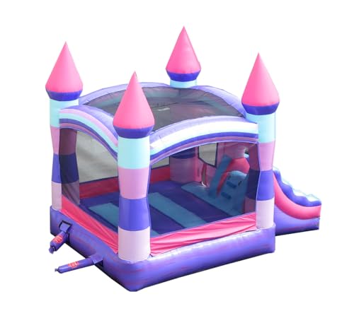 Crossover Inflatable Bounce House with Slide for Kids, Wet Dry Bouncy Jump Castle, Outdoor Backyard Jumping Bouncer, Built-in Water Misting System, Without Blower, 18 x 12 x 14.5 Ft, Pink - Image 5