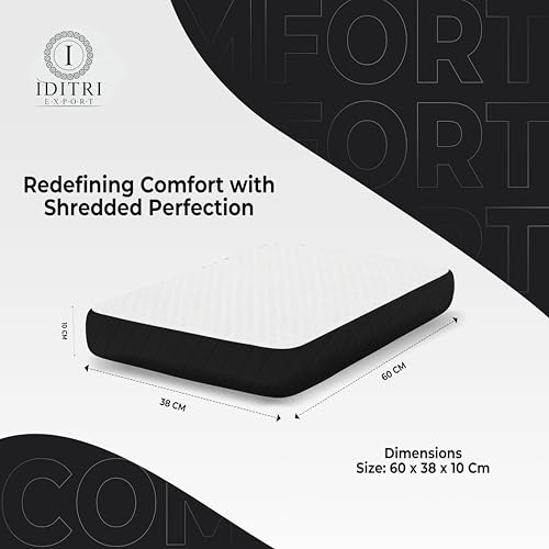 Image of Ergonomic Orthopedic Pillow, Shredded Memory Foam for Neck Relief, 60x38x10 cm High Density, White /Black Geometric Jacquard Case, Aligned Spine Bedding for Side and Back Sleeper