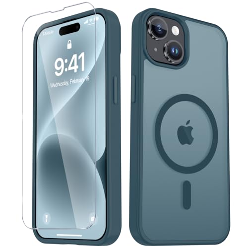 Image of for iPhone 15 Plus Case, iPhone 14 Plus Case, Matte Magnetic Phone Cover with 1 Screen Protector [Support for MagSafe] [Shockproof Military Grade Protection] Translucent Frosted Back, Lavender Gray