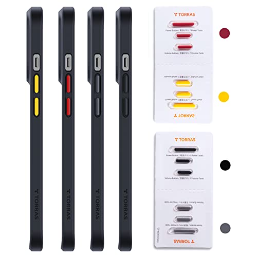 TORRAS Detachable Button Compatible for Shockproof iPhone 14 Case/iphone 13 Case/iPhone 12 Case/iPhone 11 Case, Green/Orange/Red/Yellow