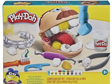 Coffret Pate a Modeler : Le Dentiste + 8 Pots pour Play-doh - Set Enfant Loisir créatif Version française avec Carte Tigre
