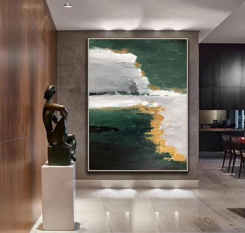 Œuvres d'art modernes 30x42 cm vert abstrait pour réveiller un mur blanc