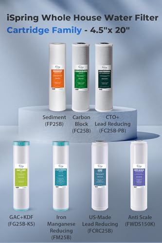 Image of iSpring FC25B-PB 4.5 inch x 20 inch Lead, Arsenic, Cadmium, Chlorine Reducing Whole House Water Filter, SGS-Tested, Fits iSpring WGB32B Series