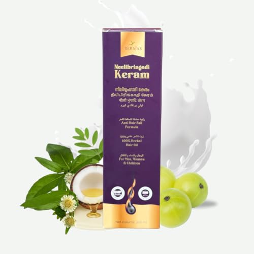 Dr. Raja’s Neelibringadi Keram Ayurvedic Hair Oil 200ml | Herbal Anti Hair Fall & Hair Growth Oil fo...