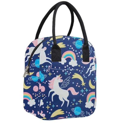 Image of Textile Fabric Lunch Bag Office Tiffin Bags for Men Women | Insulated Hot /Cold Travel Lunch Bag | for Lunch Tiffin Box & Bottle (Unicorn), 5 Liter,Multicolor
