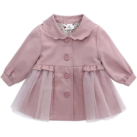 famuka Toddler Girls Pink Trench Coat Cover