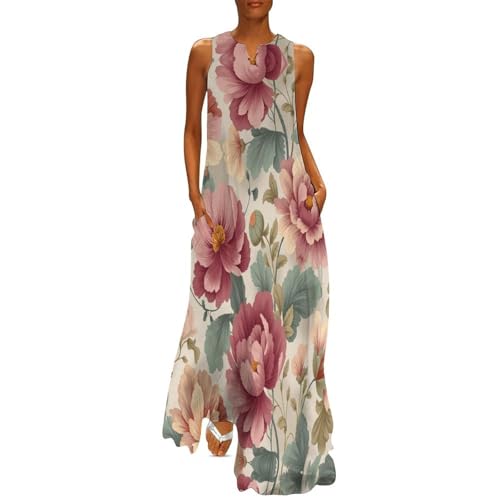 Robe d'été col V longue et fluide beige pour vos soirées chic à la plage