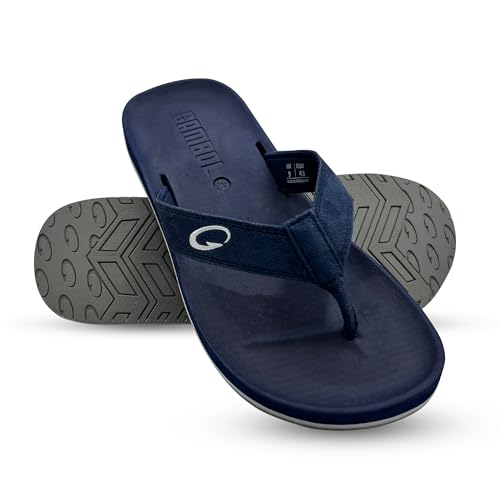 GAMBOL Men’s Flip Flops | EVA Rubber | Beach Style & All-Day Comfort | Suede Fit with G-BOLD Technology | Lightweight & Casual Footwear for Travel (Navy/UK 8)