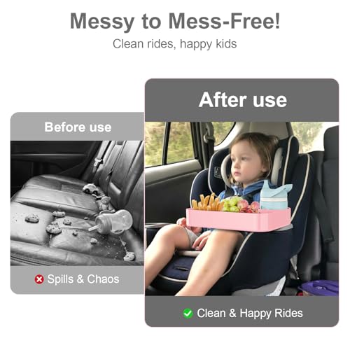 image for DOKNAAM Car Seat Snack Tray for Toddlers - 3 Inch Cup Holder Fits Most
