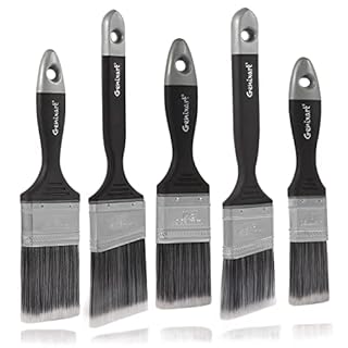Genixart Angled Cutting in Paint Brushes for Walls and Trim, Angle Sash Paintbrush for Furniture, Staining Brush for Interior & Exterior Painting (5 Pack)