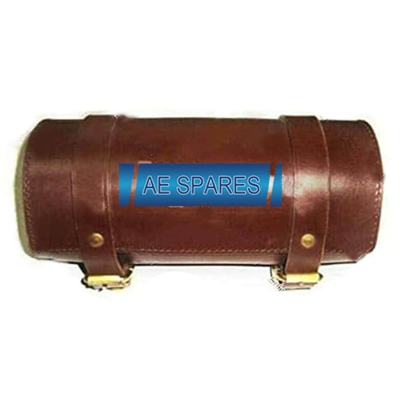 AEspares Bolsa enrollable de piel marrón auténtica compatible con Royal Enfield