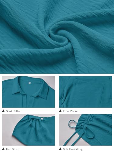 GKBK Women Swimsuit Coverup Bathing Suit Cover Ups for Swimwear Swim 2026 Summer Bikini Beachwear Drawstring Shirt Resort Wear Popular Items Beach Necessities Dress Mexico Vacation Clothes Cyan M — view 5