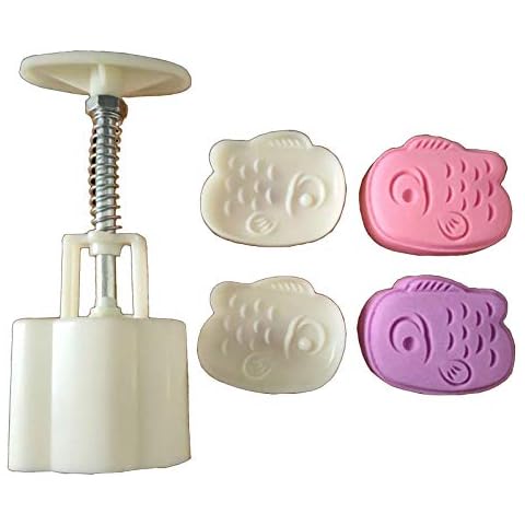 haoyuestory Mooncake mould, 50 g cookie cutter with cartoon animal stamps, hand press, green bean, pastry mould, chocolate dessert mould, dessert mould, DIY handmade pastry, decorating baking tools Cover