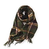 PCIQUTE Women's Faux Cashmere Plaid Scarf - Ultra Soft, Warm Winter Wrap with Classic Checkered for Ideal Christmas Gift (Plaid, Dark Green)