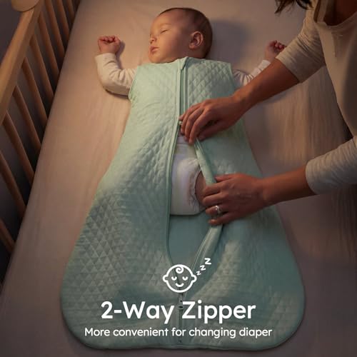 Image of Yoofoss Baby Sleep Sack 6-12 Months 1.0 Tog Sleep Sack Organic Cotton Wearable Blanket for Infants 2-Way Zipper Quilted Sleeping Sacks(Medium)