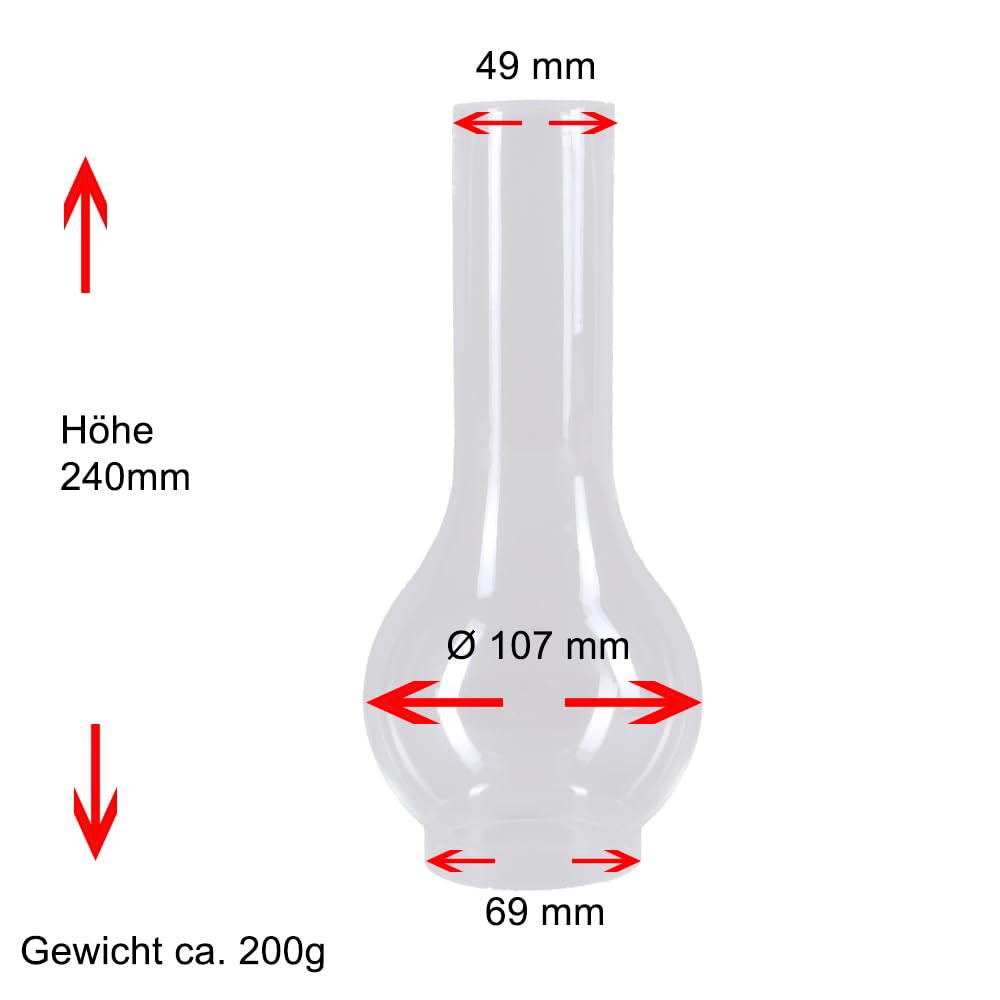 Lampenglas Petroleumlampe Ø 69mm Zylinder Glas Transparent Ersatzglas Leuchtenglas E27 Glasschirm
