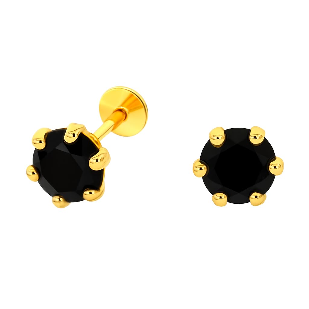 Premokshi Pure Yellow 14Kt Gold Stud Earring For Women, Man, Boys and Girls with Purity Certificate.