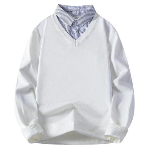 Pull en tricot à revers pour homme vêtement automne loisirs coupe droite casual