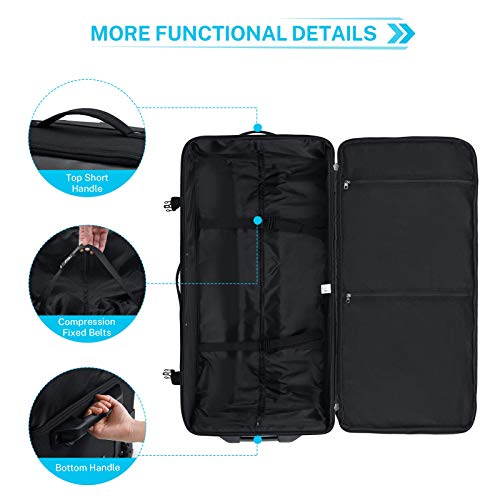 Gonex Rolling Duffle Bag with Wheels, 100L Water Repellent Large Wheeled Travel Duffel Luggage with Rollers 30 inch, Black