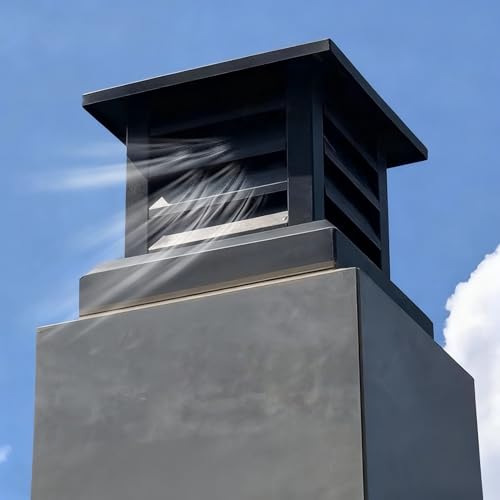 Outdoor Metal Chimney Cap for Fireplace Flue, 600x600mm Rain Guard, Roof Exhaust Cover for Existing Flue Tile, Durable Ventilation Solution