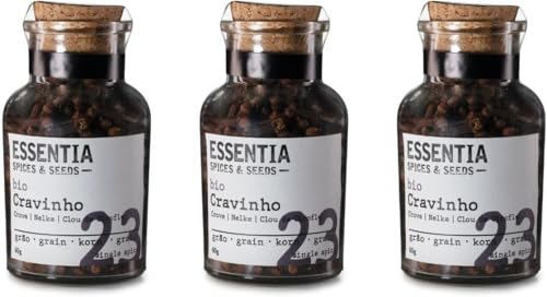 Clavo Entero - Pack de 3 Frascos de 60g - Sabor Fuerte - Aroma Dulce y Picante - Origen Portugués - Producto Gourmet