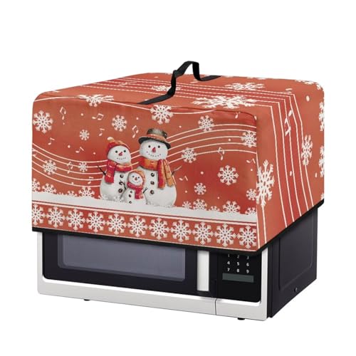 Image of Microwave Oven Cover Christmas Appliance Protector Air Fryer Toaster Oven Cover Kitchen Baking Accessories, L, 20.9 x 15.7 x 12.4 Inches, Snowman Musical Note Snowflake Red