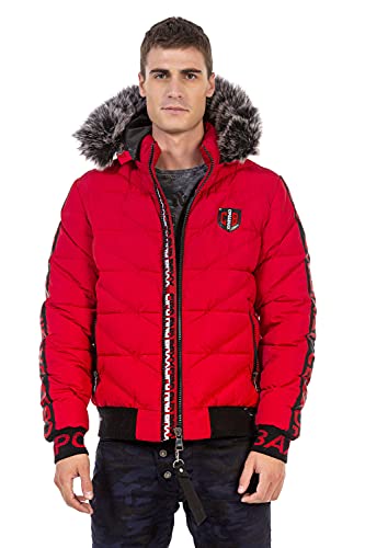 Cipo & Baxx Herren Winter Jacke Stepp Kapuzenjacke Fell Outdoorjacke CM188 Rot L Cover