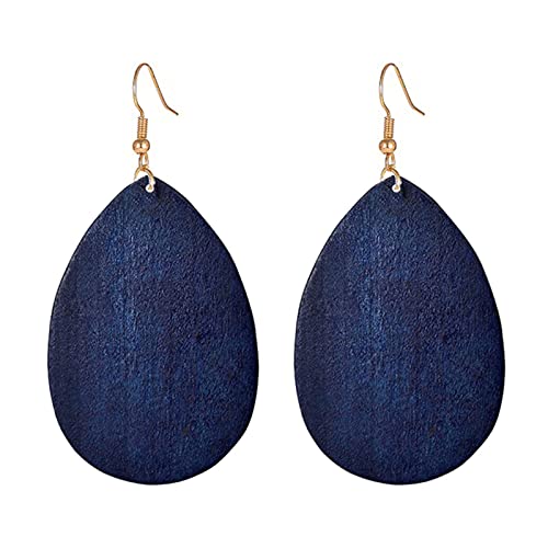 Boucles d'oreilles bois noir ultra légères en forme de larme géométrique bohème