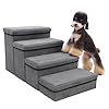 Foldable Dog Stairs 4 Tier Pet Steps, for Small Medium Dogs Pet Steps Storage Stepper for High Beds Sofa (4 Step)
