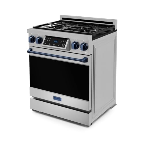 Image of Gordon Ramsay by THOR Kitchen 30 Inch Professional Gas Range with Tilt Panel Touch Control in Stainless Steel /Navy Blue