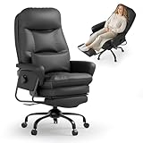 FLEXISPOT 3-in-1 Ergonomischer Relax- & Bürostuhl mit 160° Liegefunktion, Ausziehbarer Fußstütze, Dickem PU-Komfortpolster und Höhenverstellung Ideal zum Arbeiten, Entspannen & Mittagsschlaf Schwarz