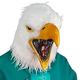 QEYUMY Halloween White Eagle Mask Open Mouse Cute Funny Latex Animal Owl Mask for Cosplay Carnival Costume Prop