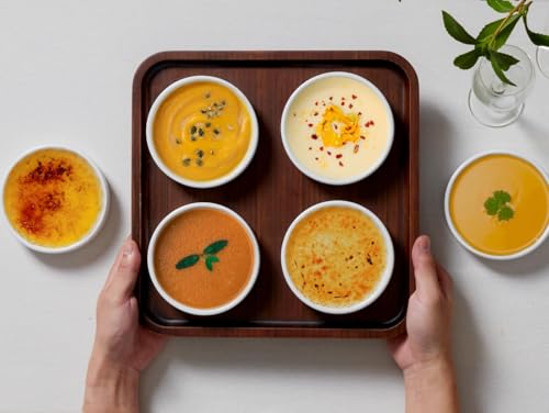 ONEMORE Ramekins Set of 6, 4 oz Creme Brulee Ramekins Oven Safe, Porcelain Souffle Dishes for Baking Custard, Mini Pies, Puddings and Dipping Sauces, White