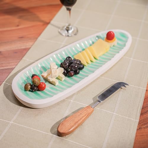 Image of Mango Wood Serving Platter - Natural Wooden Tray for Cheese, and Bread