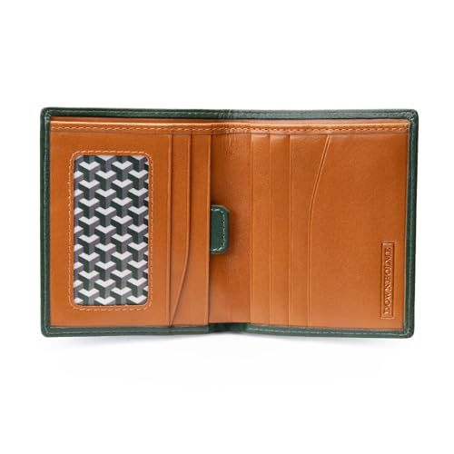 Downholme Men's Bifold Slim Silhouette Leather Wallet (British Racing Green)2