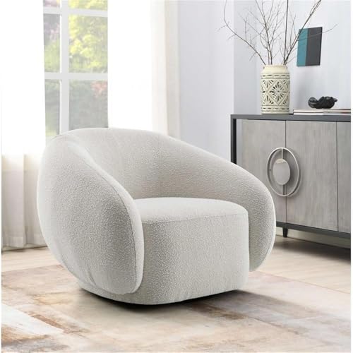 Sillón giratorio contemporáneo tela boucle beige miniatura 2