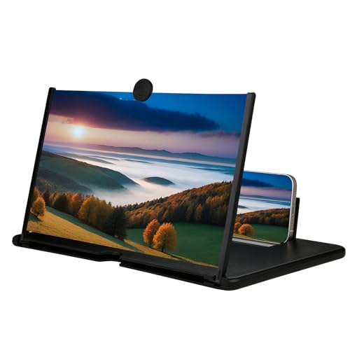 KUVPIUS 16' Mobile Phone Screen Magnifier, 3D HD Screen Amplifier Projector for Movies, Anti-Blue Light Eye-Protecting Screen with Mobile Phone Holder