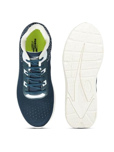 Image of Liberty Force 10 MATCHER-3E Lacing Sports Running Shoes for Men - Black & Teal Blue | Comfortable and Durable | Suitable for Lace-Up Gym, Walking, Jogging & Outdoor Shoes for Gents | Cushioned Footbed