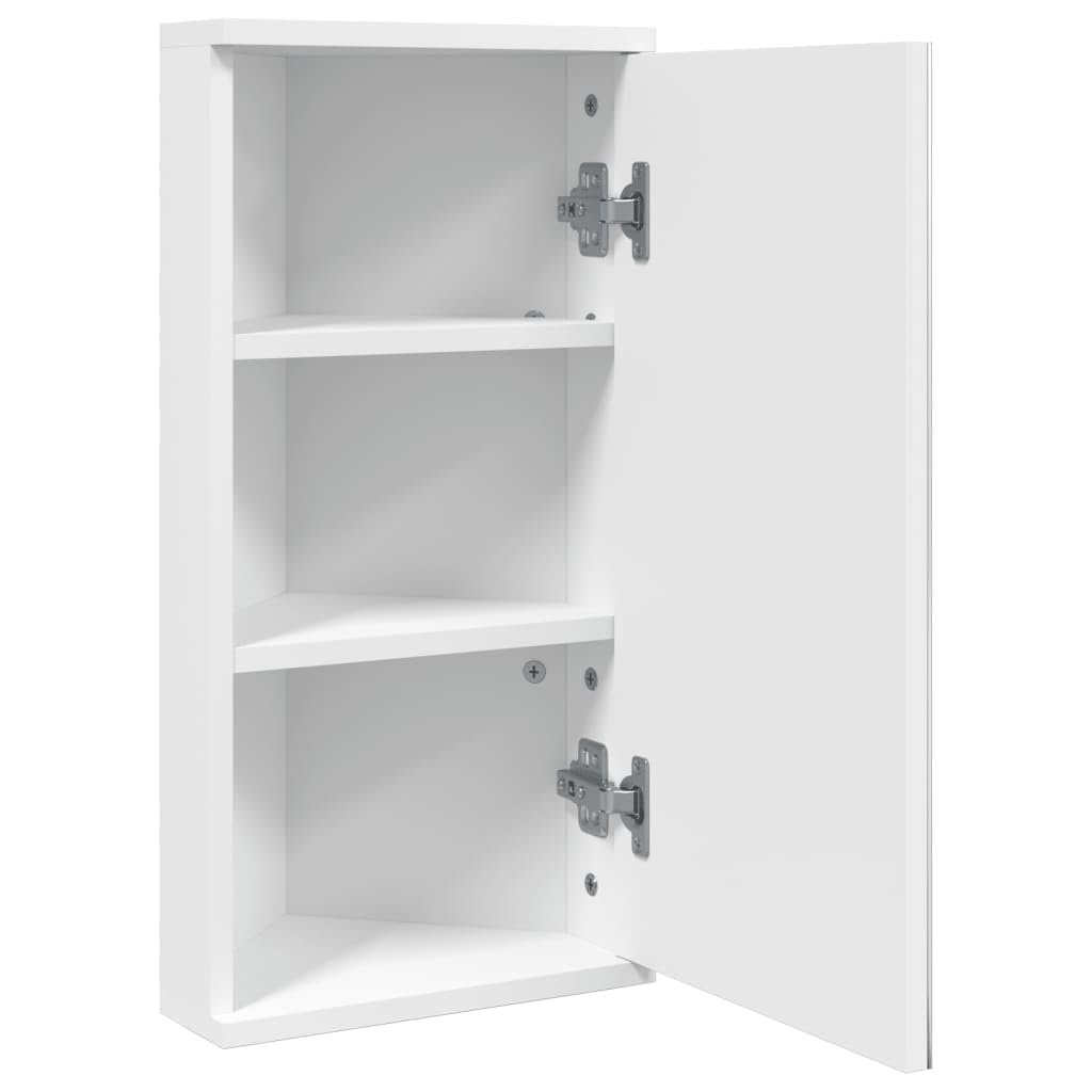 IKAYAA Mueble Suspendido de Espejo de Esquina Armario de Pared con Espejo Armario de Baño con Puertas Gabinete de Espejo Mueble Colgante Blanco 30 x 24 x 60 cm