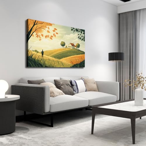 Maisons rustiques vintage sur toile avec cadre 40x60