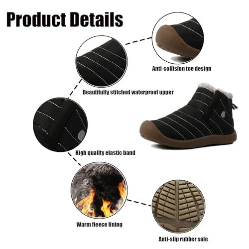 Men's Winter Warm Snow Booties,Thick Warm Slip On Cotton Shoes Anti-Slip Water Resistant Fully Fur Lined Winter Outdoor Casual Classic Flat Sole Walking Ankle Boots2