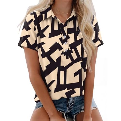 Rapbin Spring Tops for Women 2026 Women Blouses Short Sleeve V Neck Casual Collared Office Work Shirts Tops