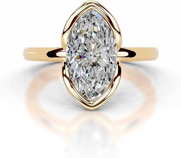 1-5 CT Marquise Moissanite Engagement Ring Colorless VVS1 10K 14K 18K Solid Gold, 925 Sterling Silver Half Bezel Set Engagement Ring Valentine Gift For Women