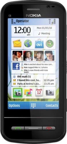 Nokia C6-00 smartfon (wyświetlacz 8,1 cm (3,2 cala), klawiatura QWERTZ, ekran dotykowy, aparat o rozdzielczości 5 megapikseli) czarny