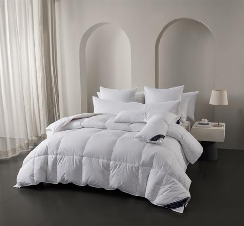 Littens Extra Warm 15 Tog Double Bed Size Duck Feather & Down Winter Thermal Duvet Quilt, 15% Down, 230TC 100% Down-Proof Cotton Casing (200cm x 200cm) Energy Efficient