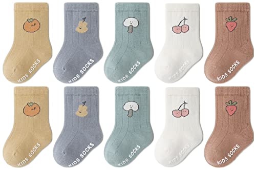 Image of QandSweet Baby Boy Combed Cotton Socks Toddler Ankle Sock Non-Skid for Newborn Infant 6-12 Months (pack of 5)