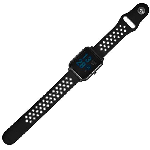 Pulseira De Silicone Para Amazfit Bip Xiaomi 20mm Nova Fecho Invertido (Preto com Cinza)